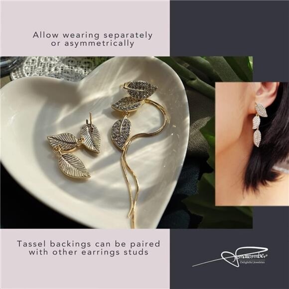 Long Gold Threader Tassel Earrings Dainty Rhinestone Crystal Butterfly Heart - Picture 4 of 7